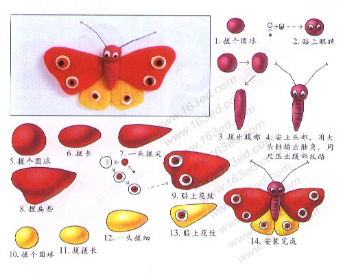 幼儿园手工橡皮泥作品:蝴蝶