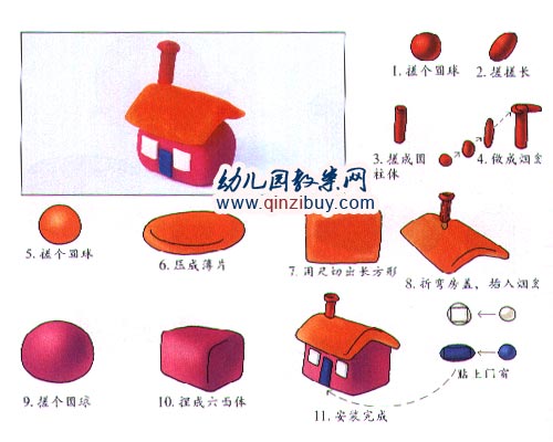 幼儿园手工橡皮泥作品:草房