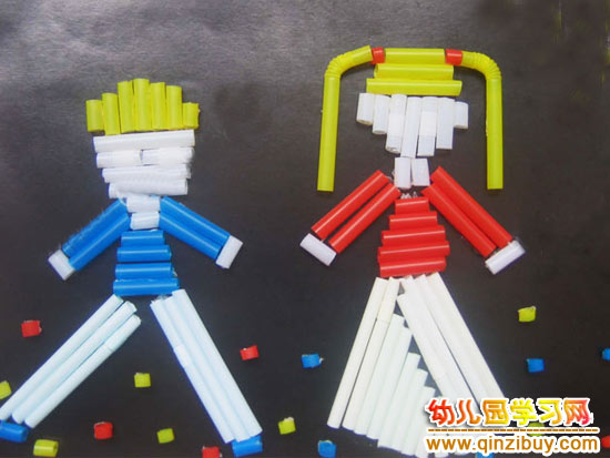 幼儿园环保手工:吸管女孩-幼儿园教案网