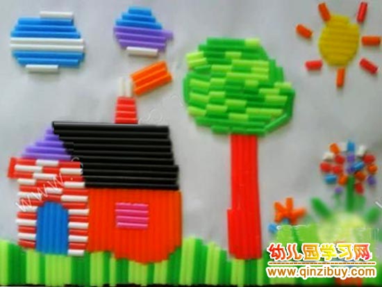 吸管变废为宝手工:吸管房子-幼儿园教案网