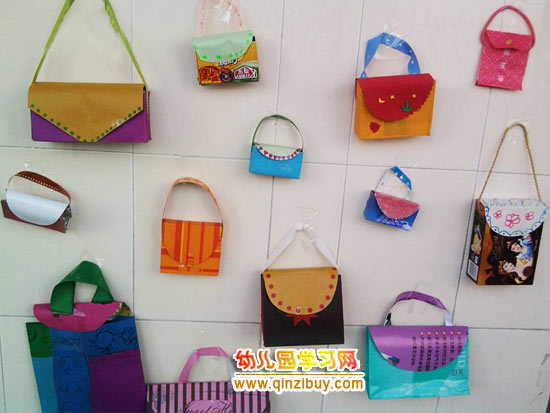 幼儿园环保手工制作:各种包包-幼儿园教案网